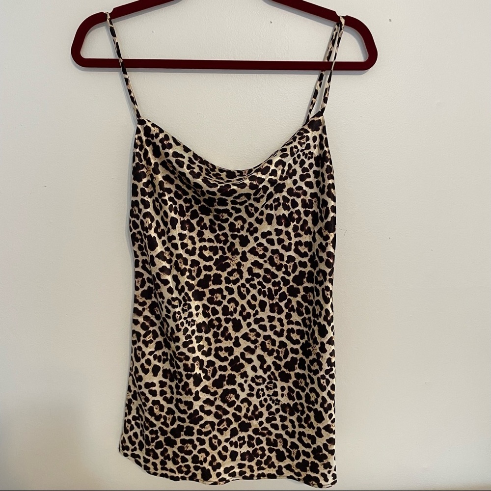Cheetah Print Silky Cowl Next Tank Top Sz s